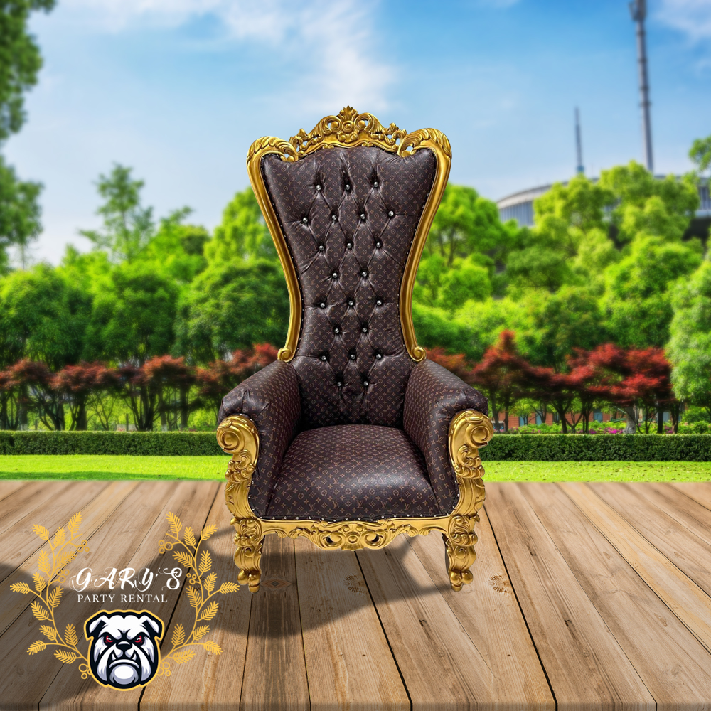 Brown Throne Chair with Gold