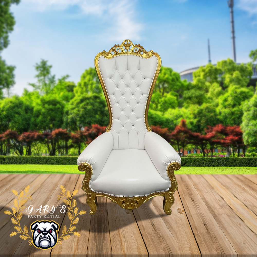 White Throne Chair with Gold
